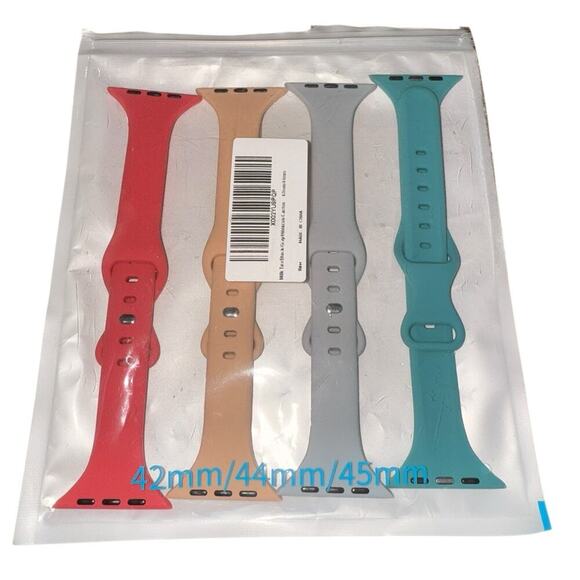 Set of 4 Watch Bands Apple Compatible Sz 42/44/45 Red Peach Gray Teal - Picture 1 of 2
